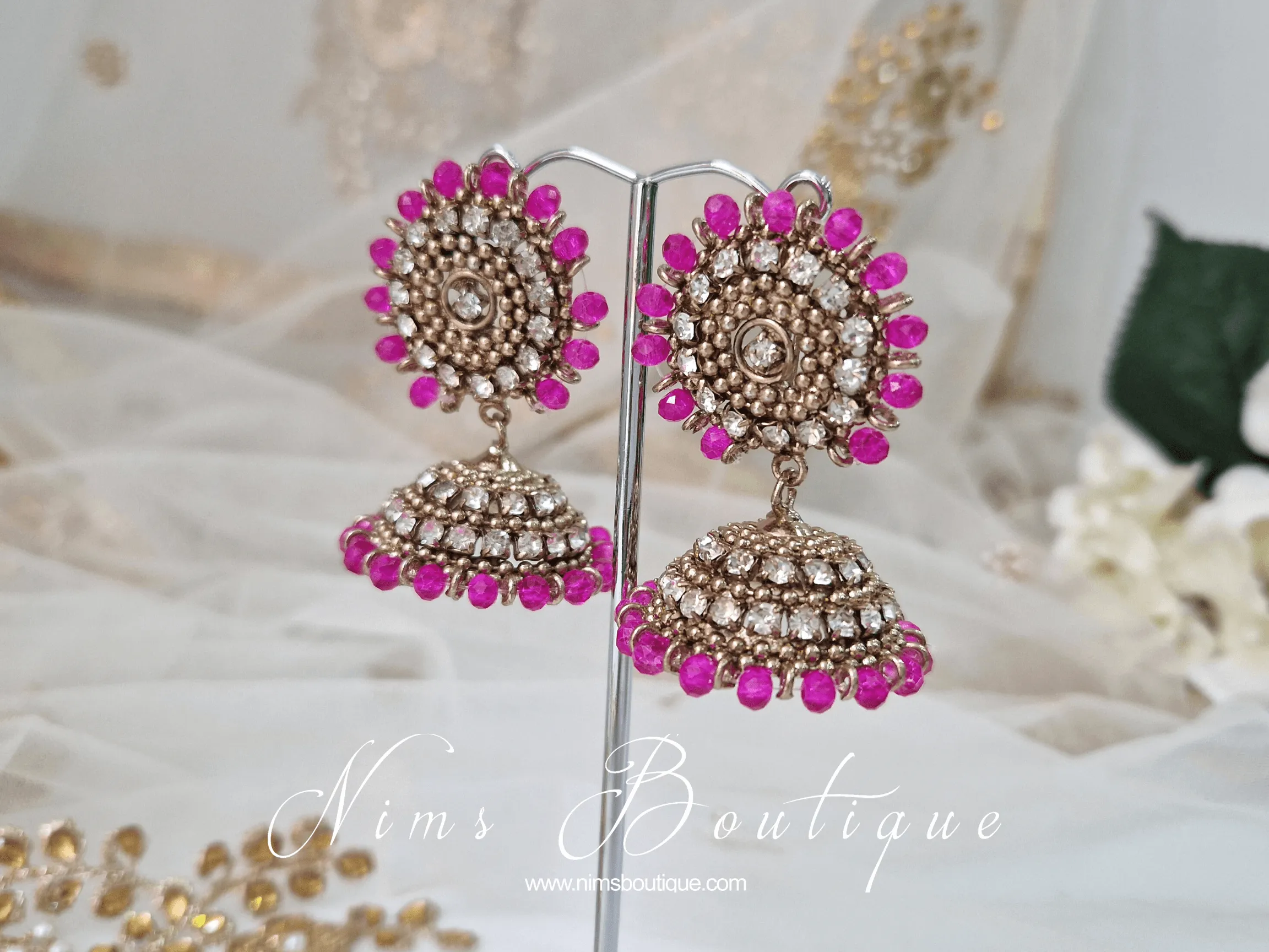 Royal Chandni Antique Gold & Hot Pink Chumke