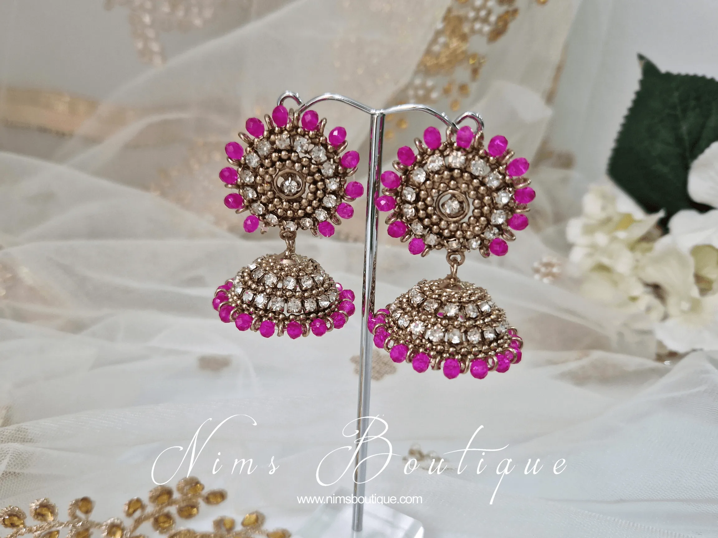 Royal Chandni Antique Gold & Hot Pink Chumke