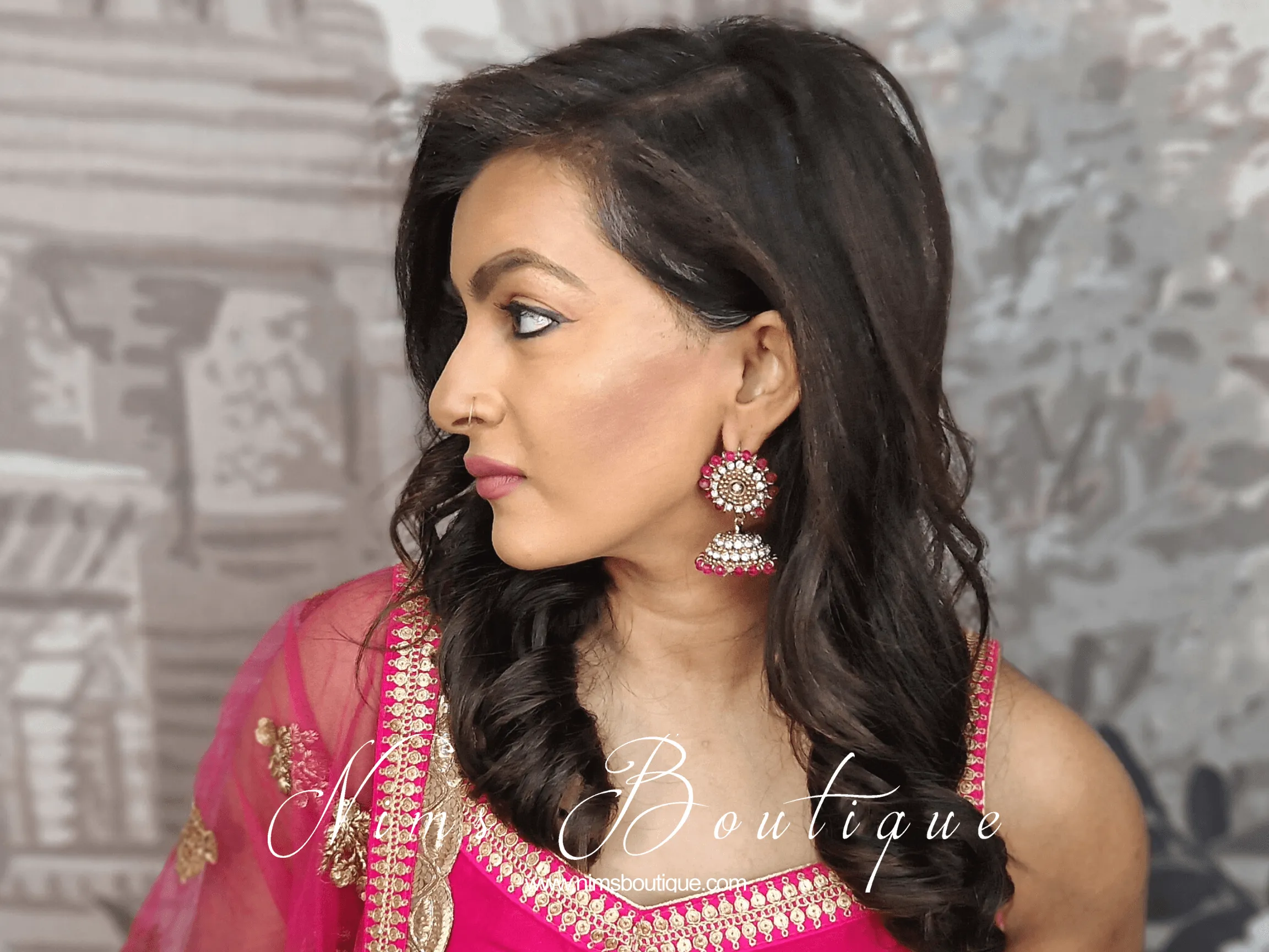 Royal Chandni Antique Gold & Hot Pink Chumke