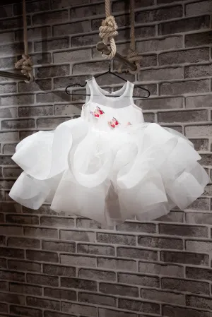 Ruffle Layered Dress with Butterfly Brooches