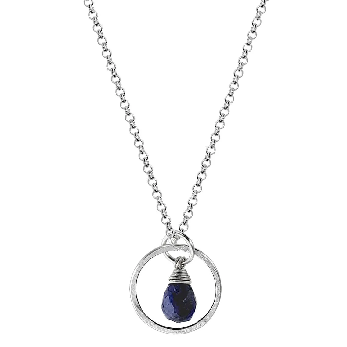 Sapphire September Birthstone Hoop Necklace By Live Well