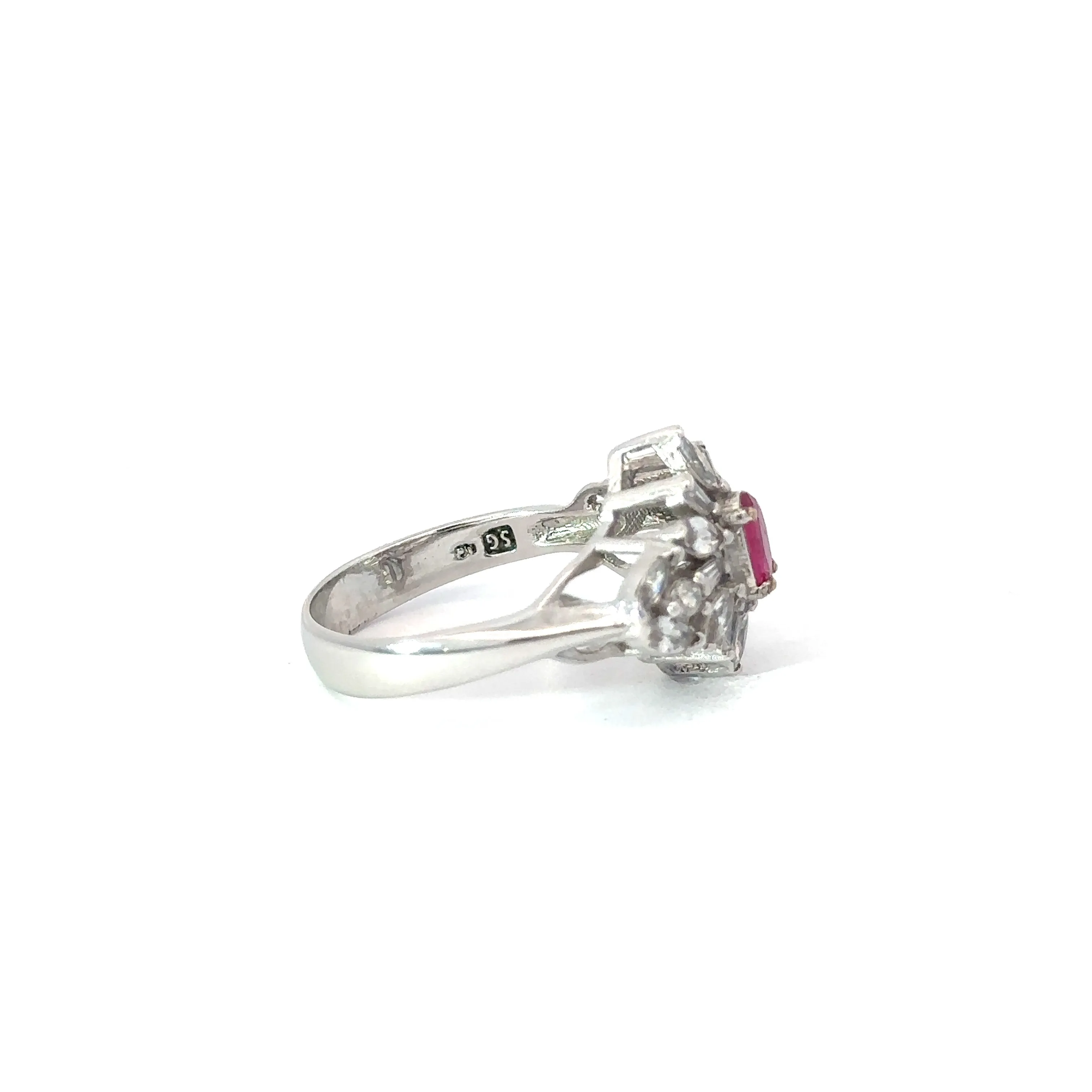 Scarlet Bloom Ruby Sterling Silver Ring with Zirconia