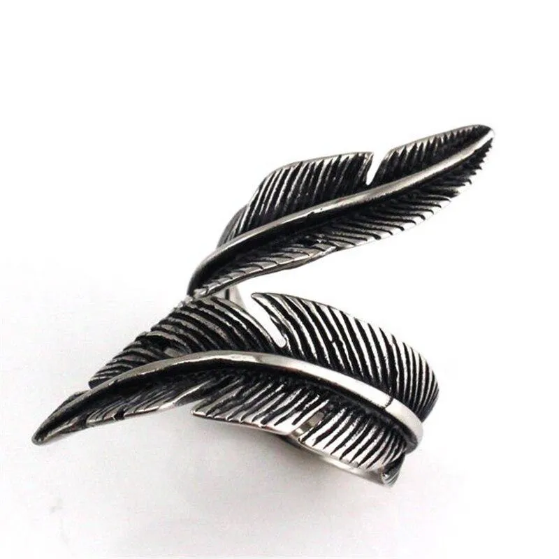 Silver Color Feather Rings For Women