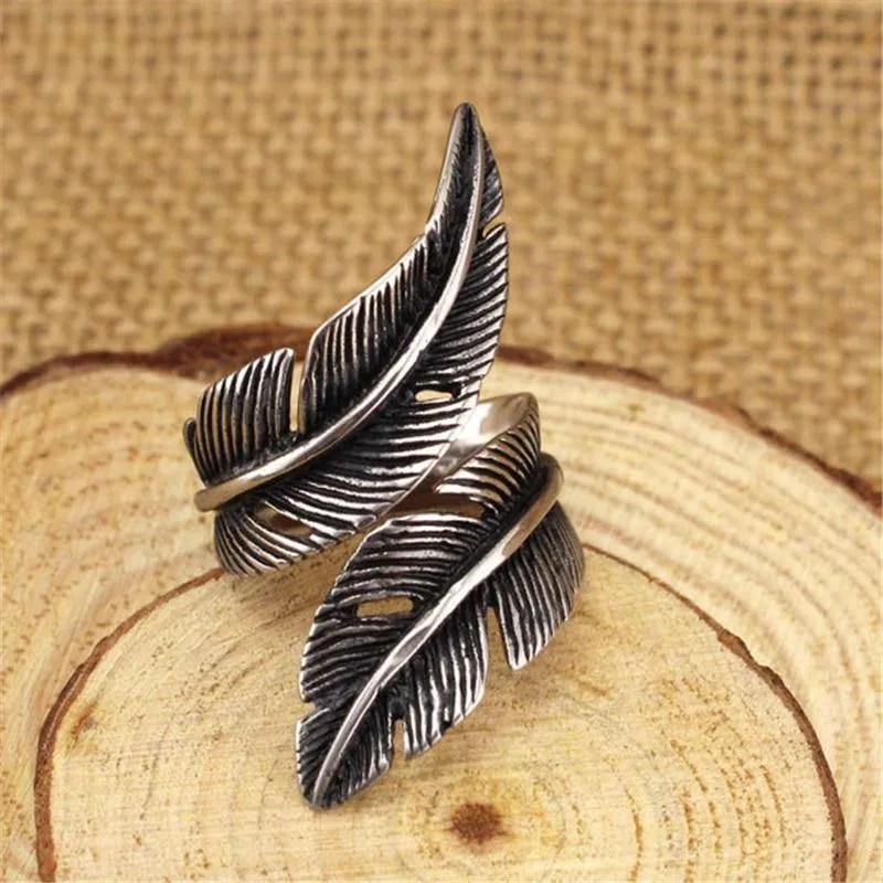Silver Color Feather Rings For Women