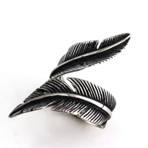 Silver Color Feather Rings For Women