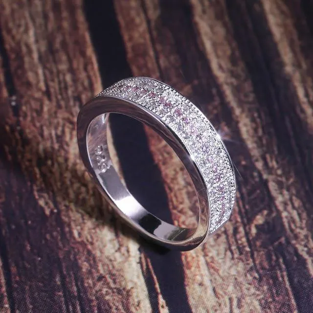 Silver Round Lab Sapphire Zircon Gemstone Fine Jewelry ring