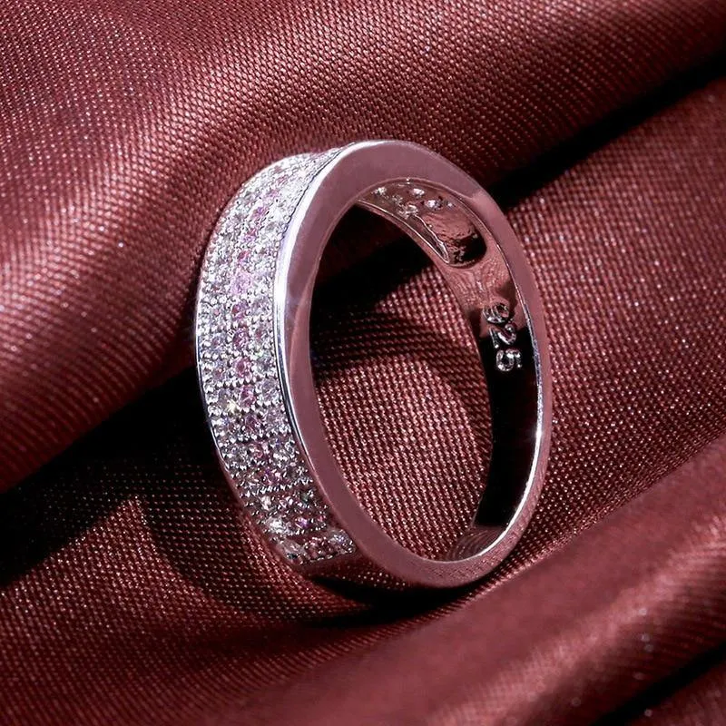 Silver Round Lab Sapphire Zircon Gemstone Fine Jewelry ring