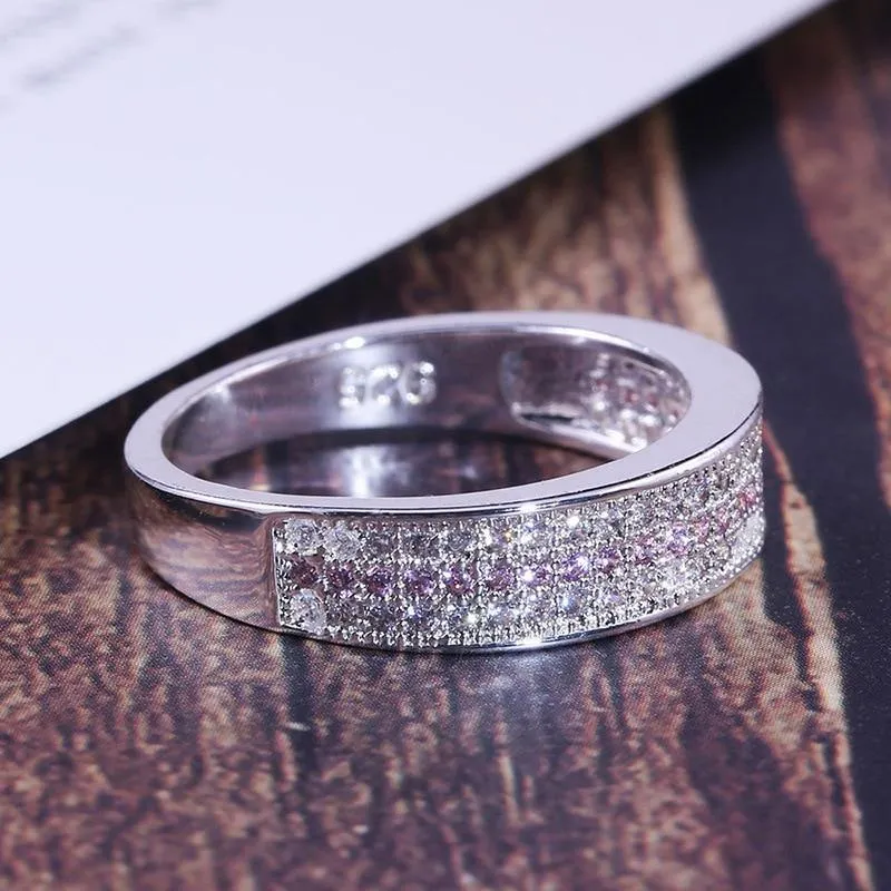 Silver Round Lab Sapphire Zircon Gemstone Fine Jewelry ring