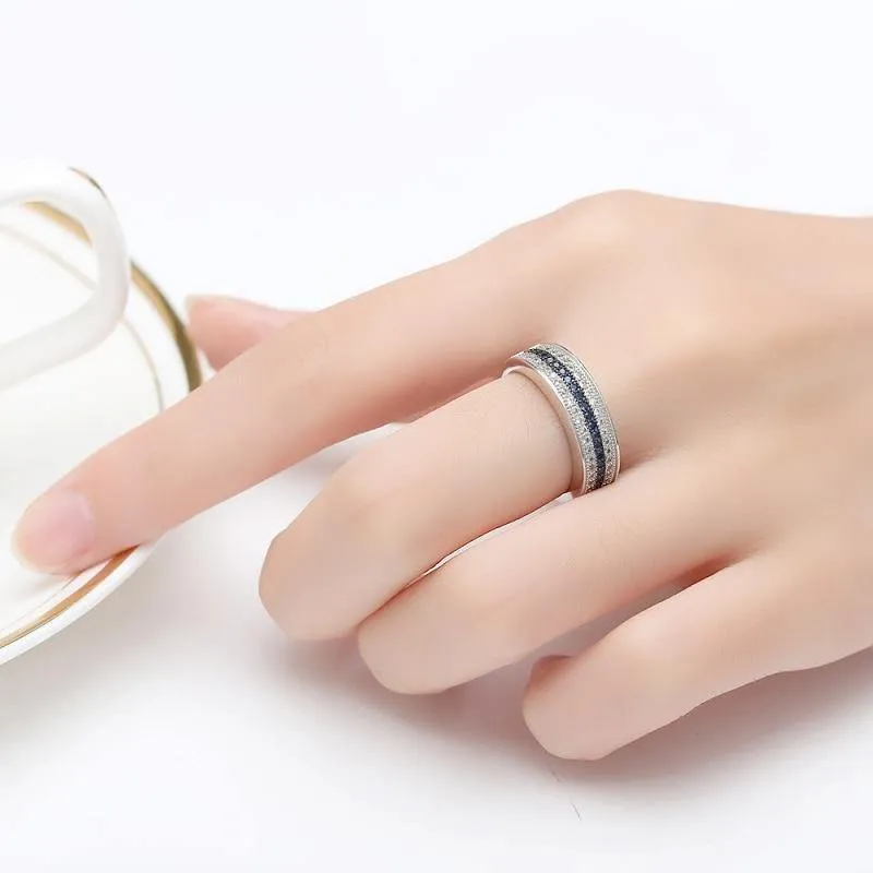 Silver Round Lab Sapphire Zircon Gemstone Fine Jewelry ring