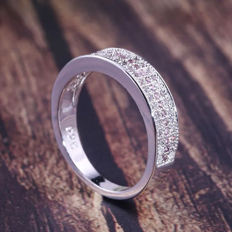 Silver Round Lab Sapphire Zircon Gemstone Fine Jewelry ring