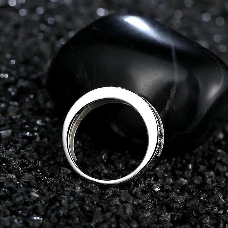 Silver Round Lab Sapphire Zircon Gemstone Fine Jewelry ring