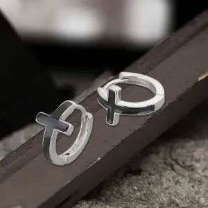 Simple Cross Sterling Silver Earrings