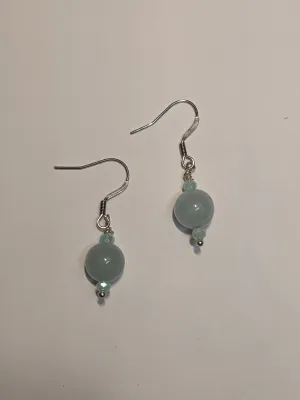 SIMPLE CRYSTAL AND AQUAMARINE DANGLE EARRINGS