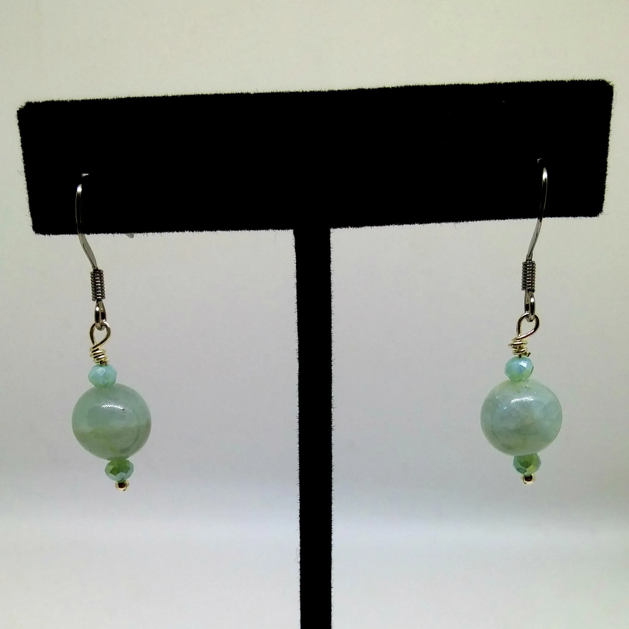 SIMPLE CRYSTAL AND AQUAMARINE DANGLE EARRINGS