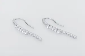 Simple Earrings with Clear Gems, 925 silver