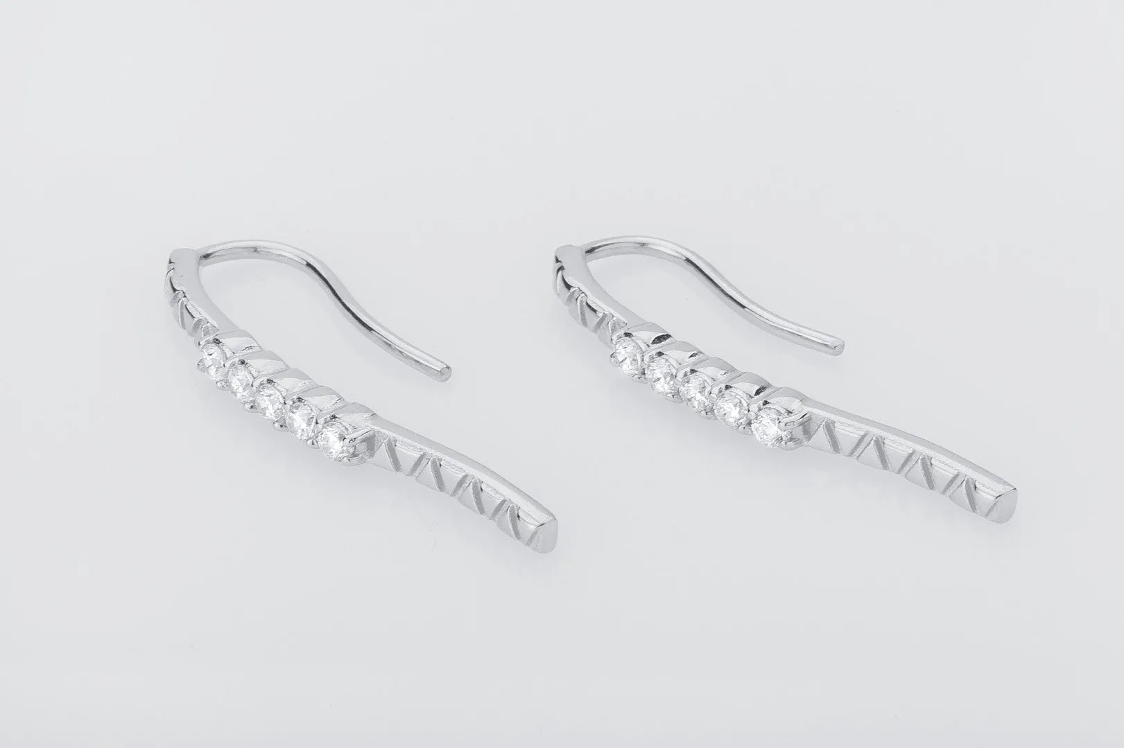 Simple Earrings with Clear Gems, 925 silver