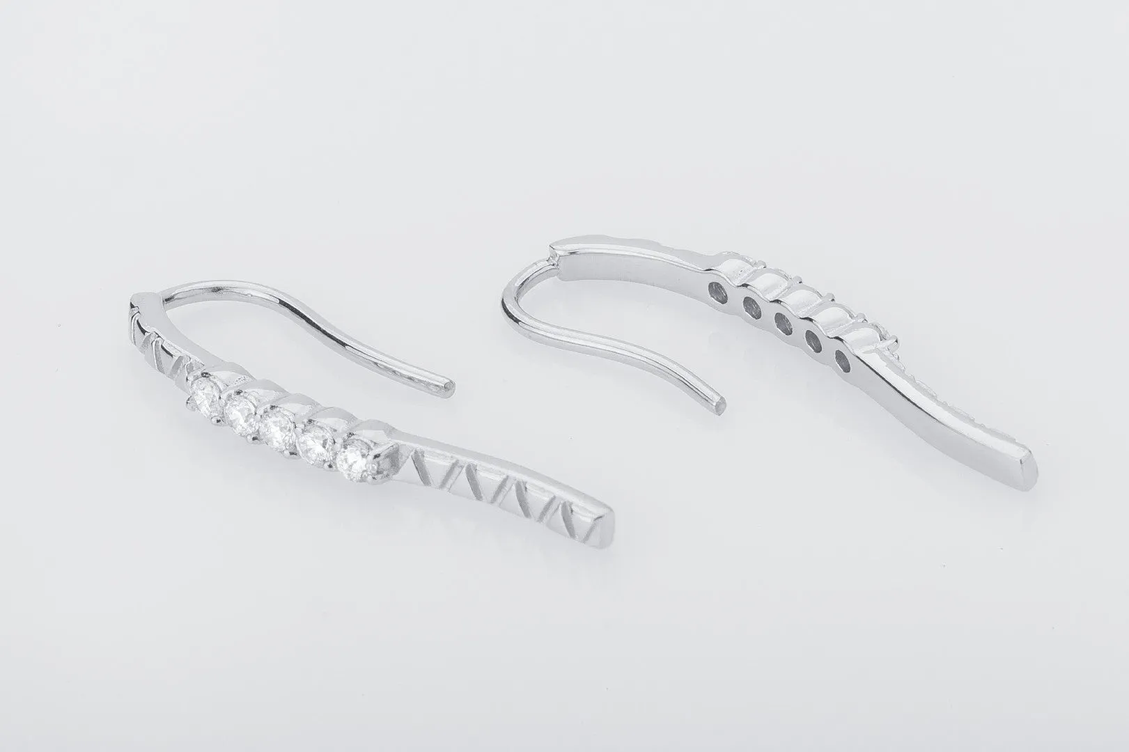 Simple Earrings with Clear Gems, 925 silver