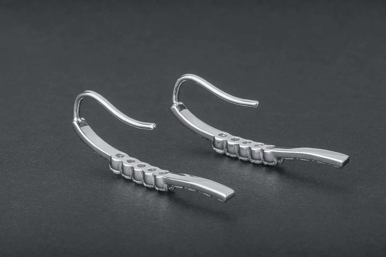 Simple Earrings with Clear Gems, 925 silver