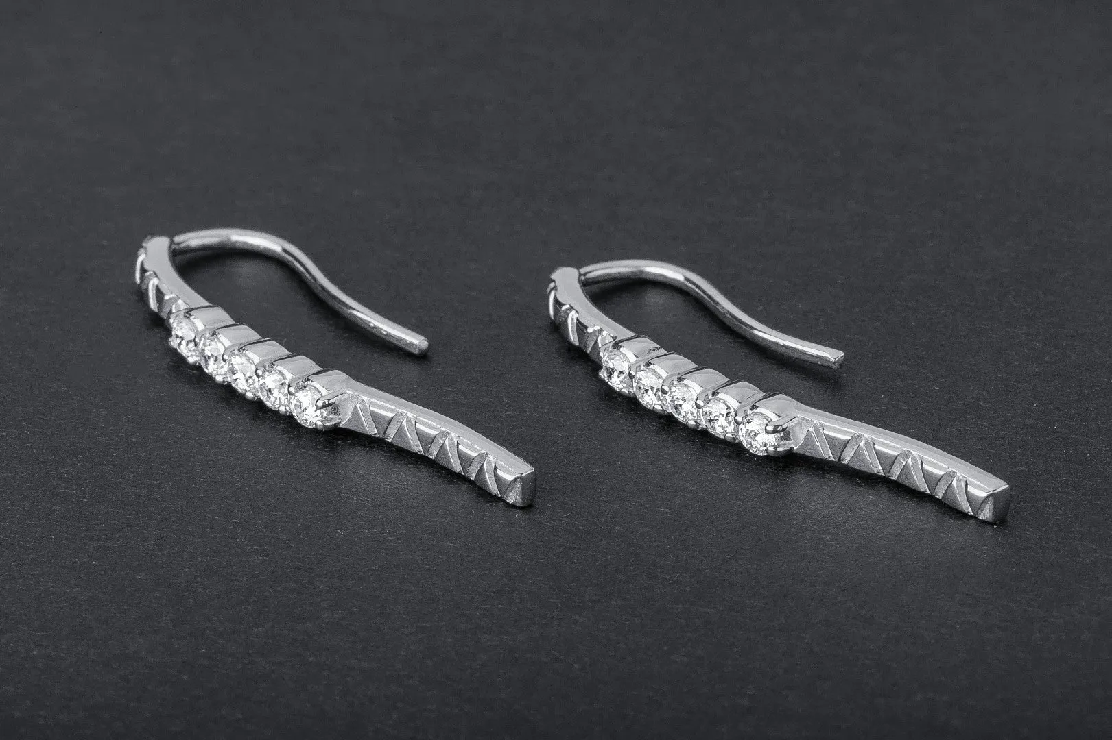 Simple Earrings with Clear Gems, 925 silver