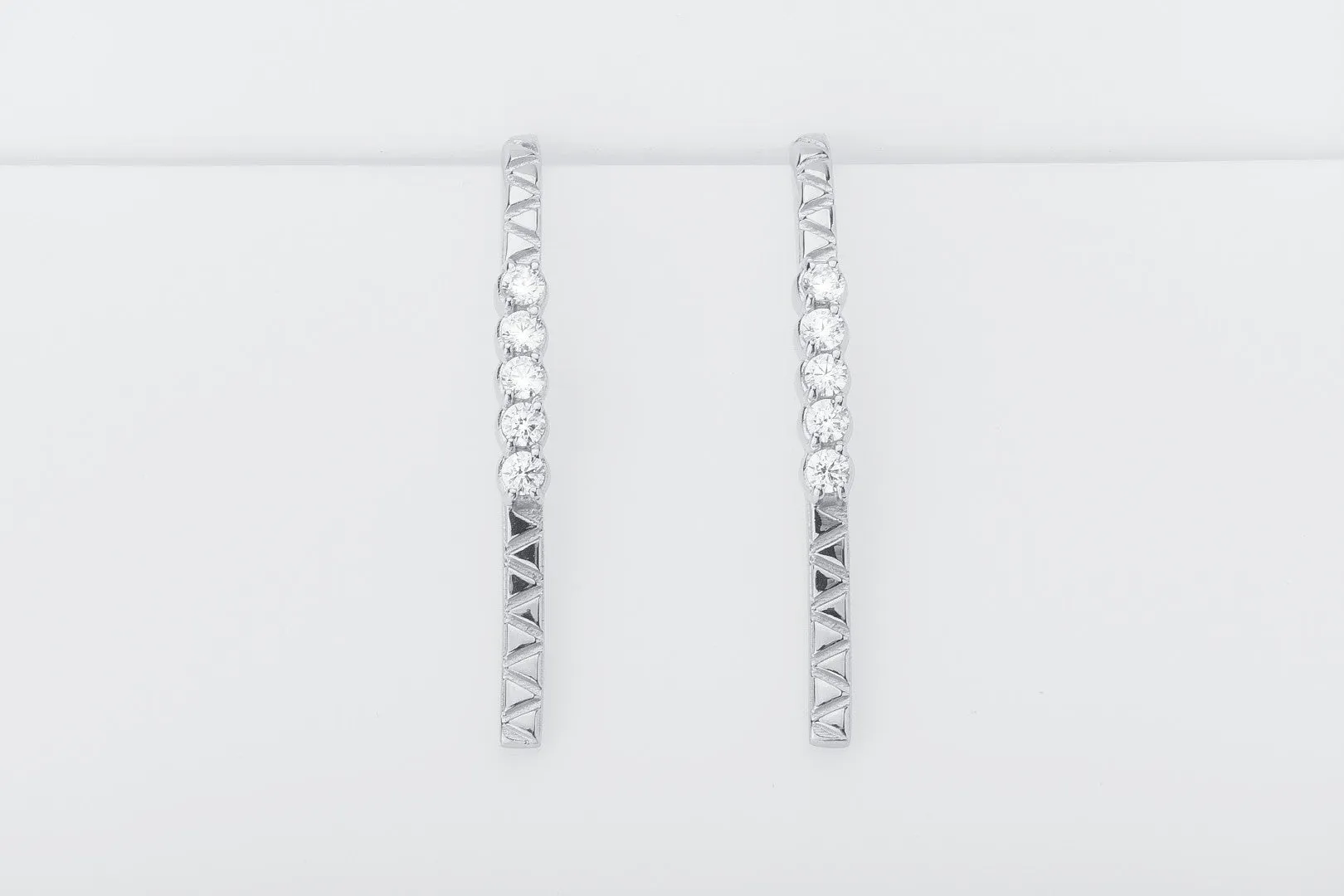 Simple Earrings with Clear Gems, 925 silver