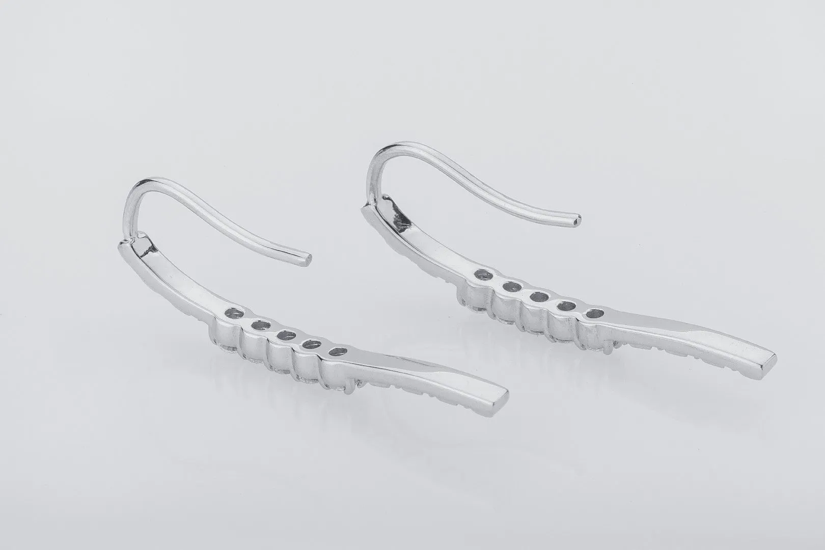 Simple Earrings with Clear Gems, 925 silver