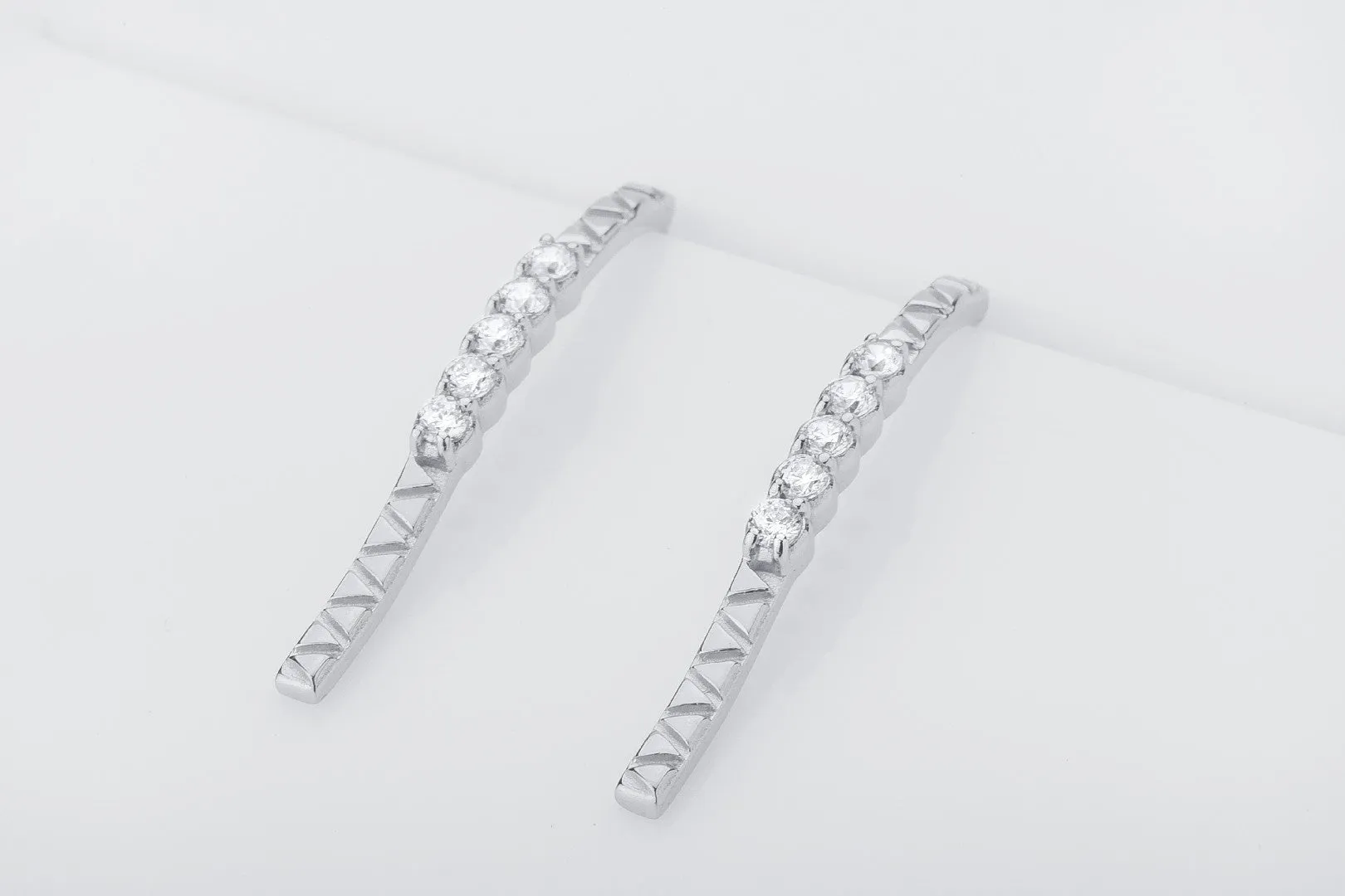 Simple Earrings with Clear Gems, 925 silver