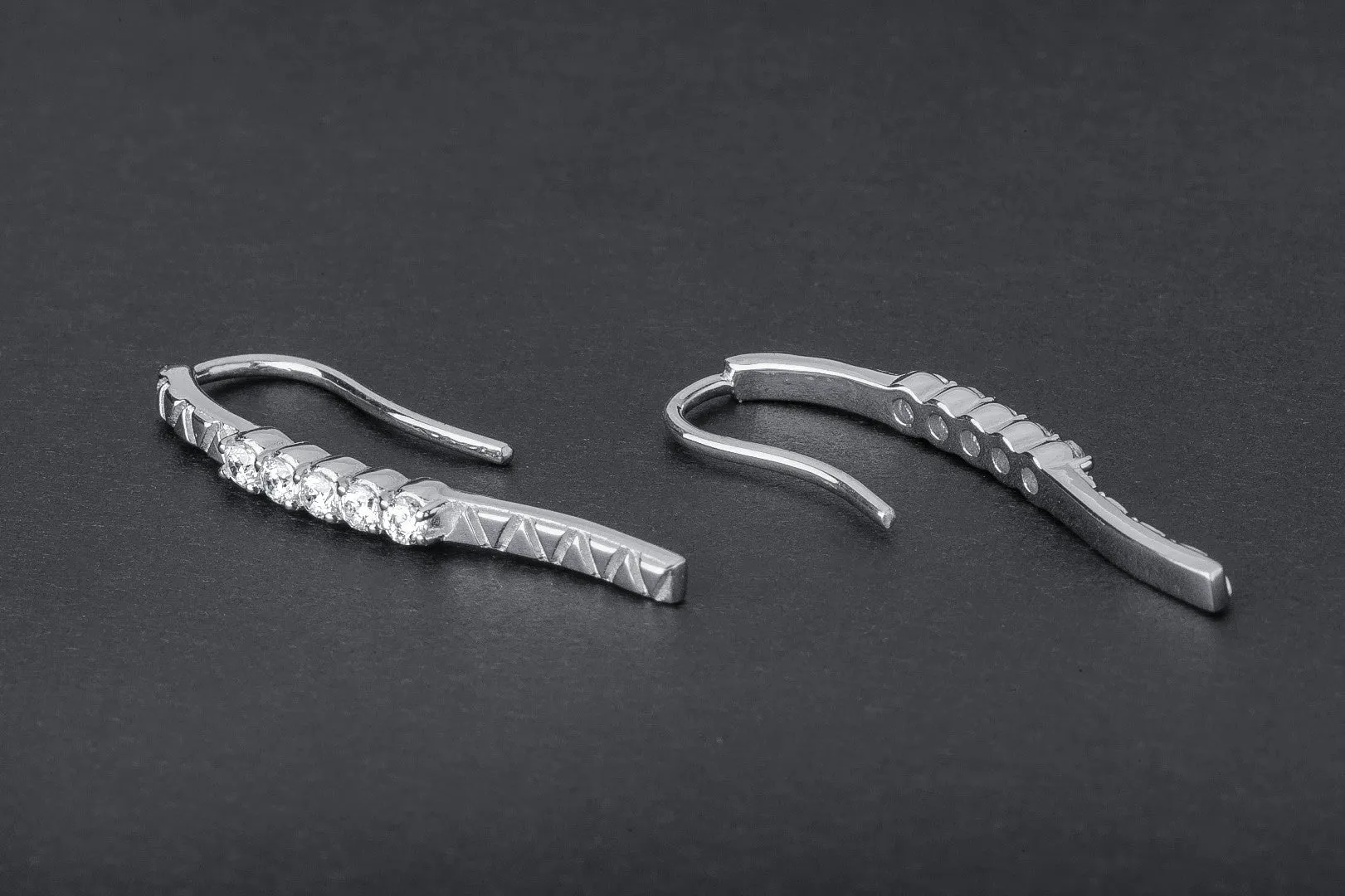 Simple Earrings with Clear Gems, 925 silver