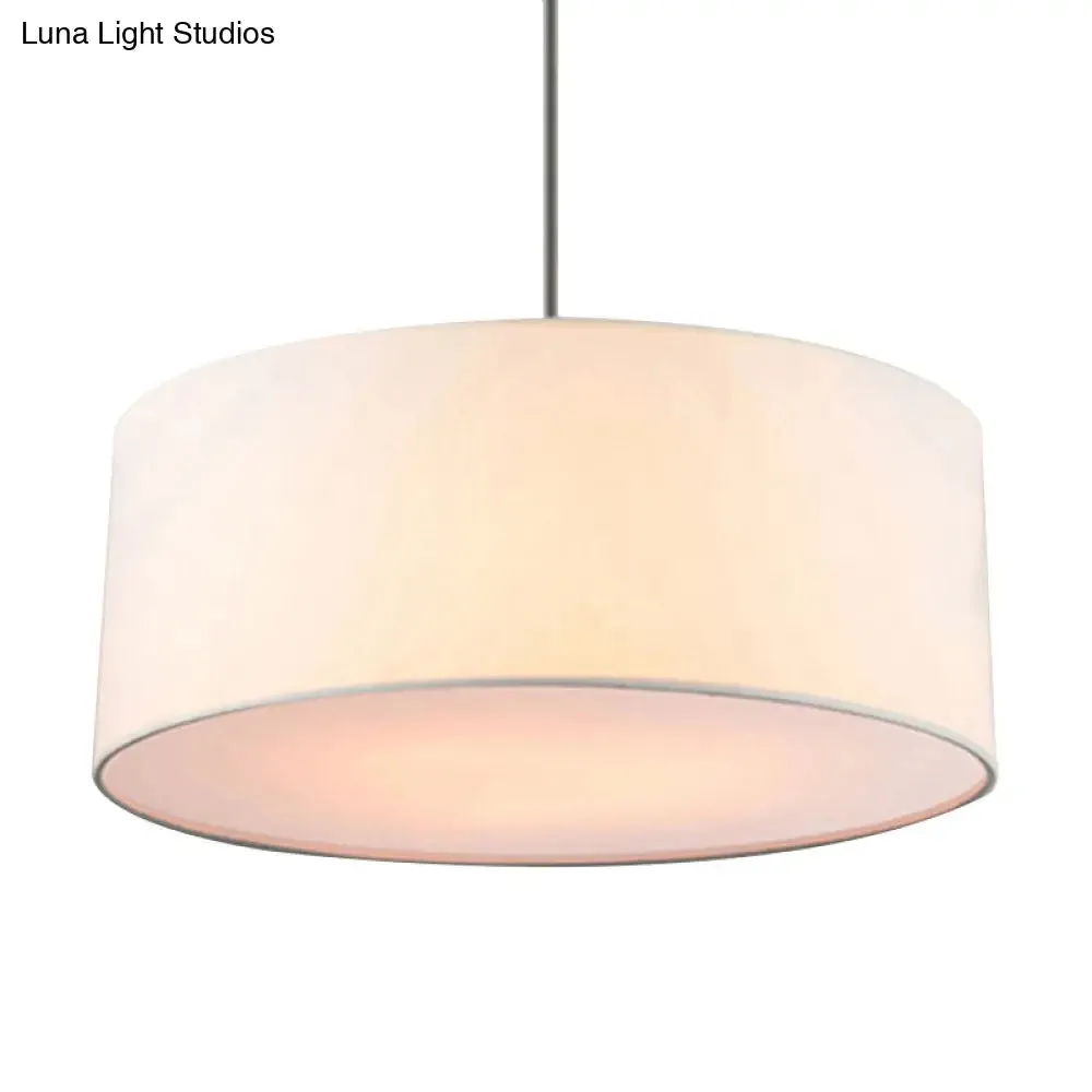 Simple Fabric Drum Ceiling Pendant Light - Light Grey/Black/Beige - 12"/16"/18" Diameter - Hanging Lamp Kit