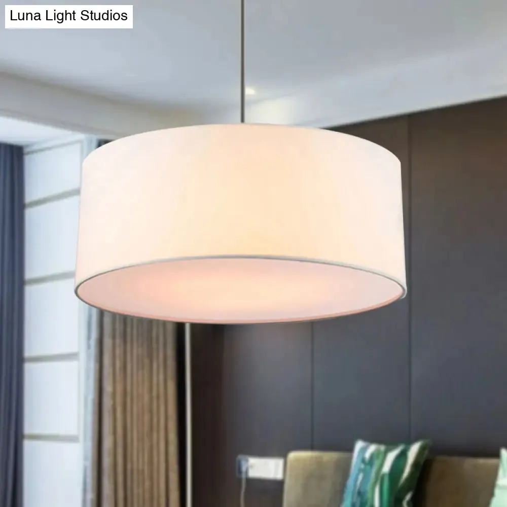 Simple Fabric Drum Ceiling Pendant Light - Light Grey/Black/Beige - 12"/16"/18" Diameter - Hanging Lamp Kit