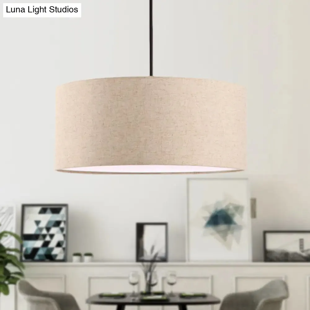 Simple Fabric Drum Ceiling Pendant Light - Light Grey/Black/Beige - 12"/16"/18" Diameter - Hanging Lamp Kit