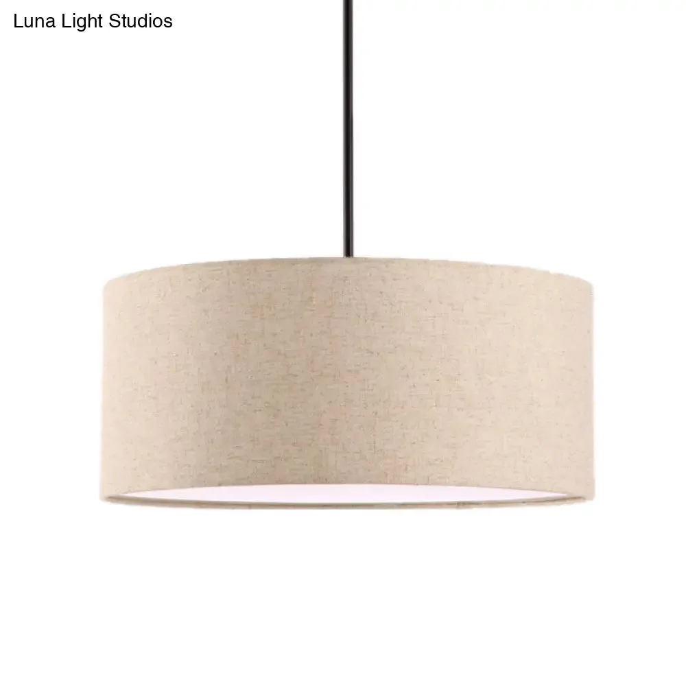 Simple Fabric Drum Ceiling Pendant Light - Light Grey/Black/Beige - 12"/16"/18" Diameter - Hanging Lamp Kit