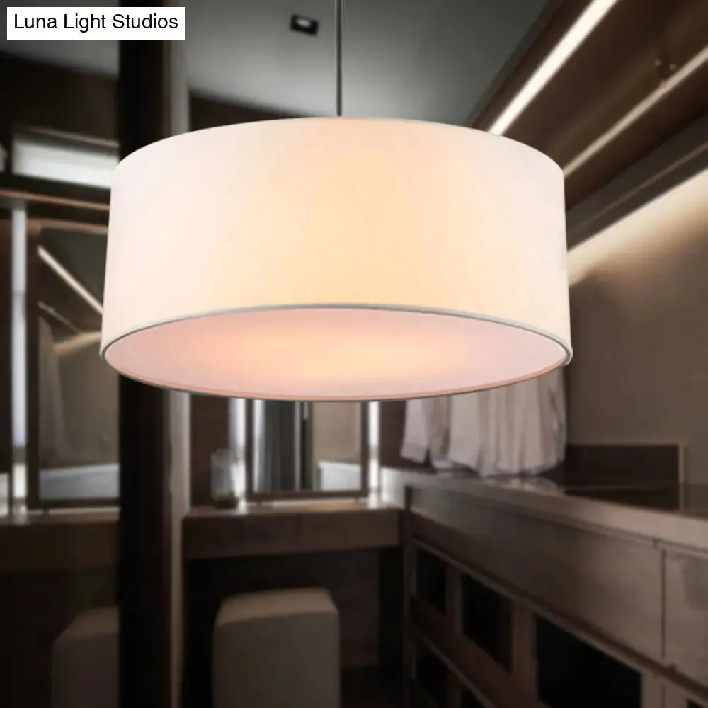 Simple Fabric Drum Ceiling Pendant Light - Light Grey/Black/Beige - 12"/16"/18" Diameter - Hanging Lamp Kit