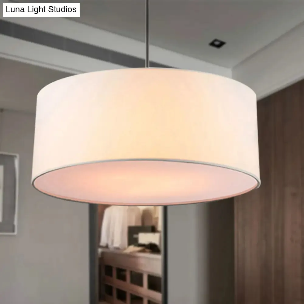 Simple Fabric Drum Ceiling Pendant Light - Light Grey/Black/Beige - 12"/16"/18" Diameter - Hanging Lamp Kit