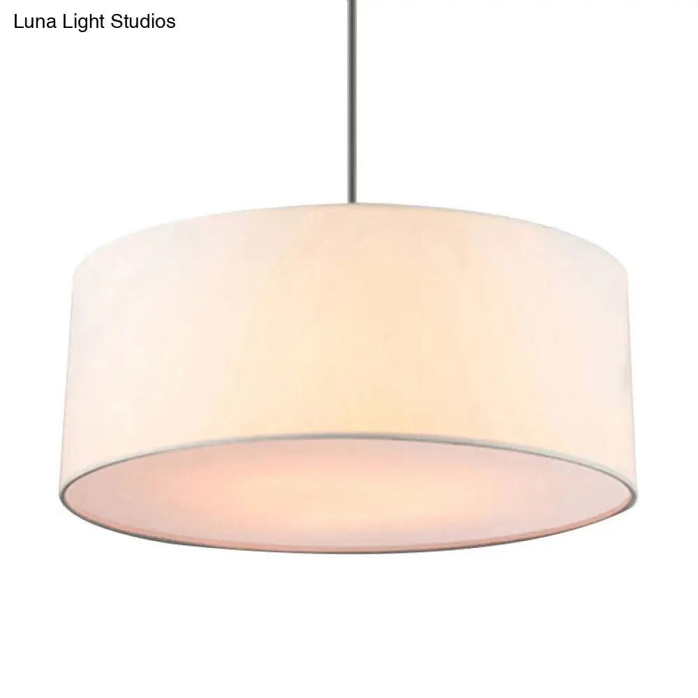 Simple Fabric Drum Ceiling Pendant Light - Light Grey/Black/Beige - 12"/16"/18" Diameter - Hanging Lamp Kit