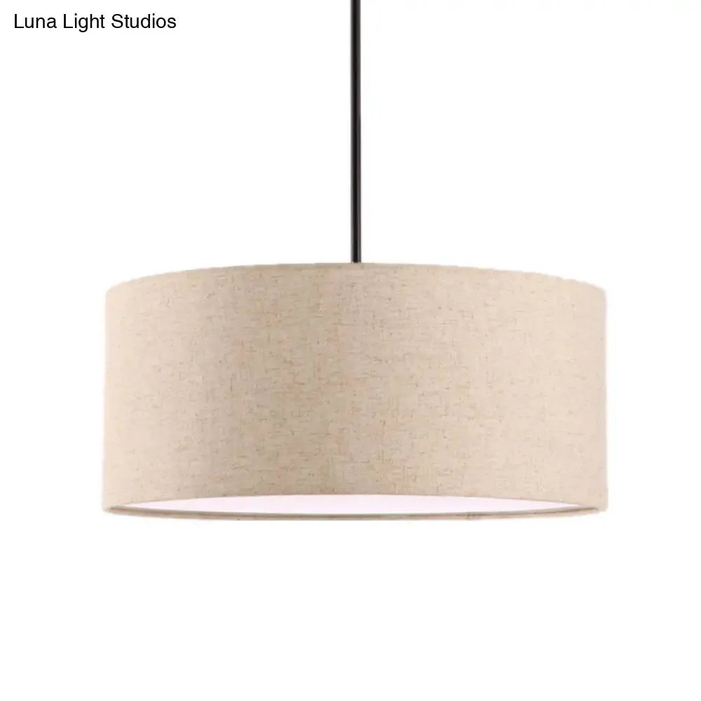 Simple Fabric Drum Ceiling Pendant Light - Light Grey/Black/Beige - 12"/16"/18" Diameter - Hanging Lamp Kit