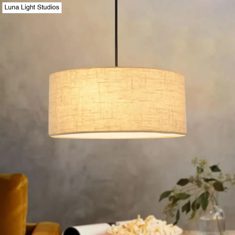 Simple Fabric Drum Ceiling Pendant Light - Light Grey/Black/Beige - 12"/16"/18" Diameter - Hanging Lamp Kit
