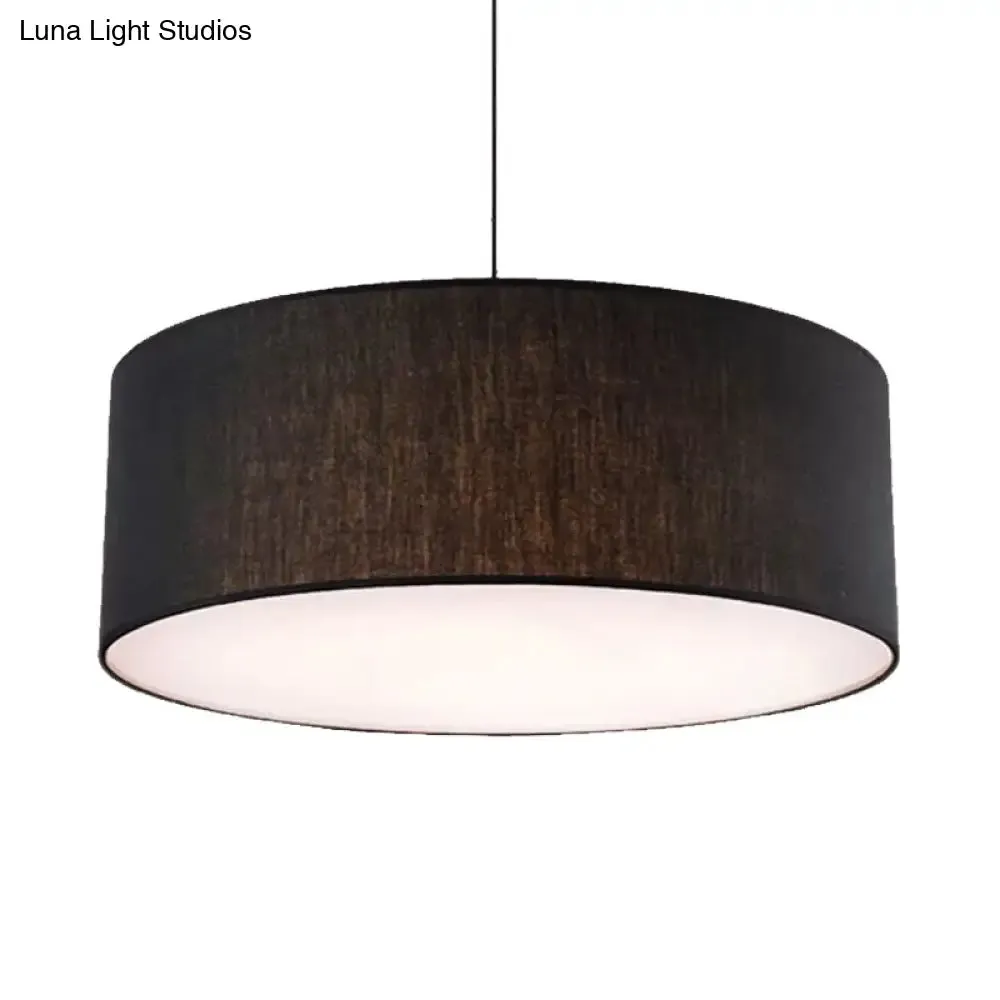 Simple Fabric Drum Ceiling Pendant Light - Light Grey/Black/Beige - 12"/16"/18" Diameter - Hanging Lamp Kit