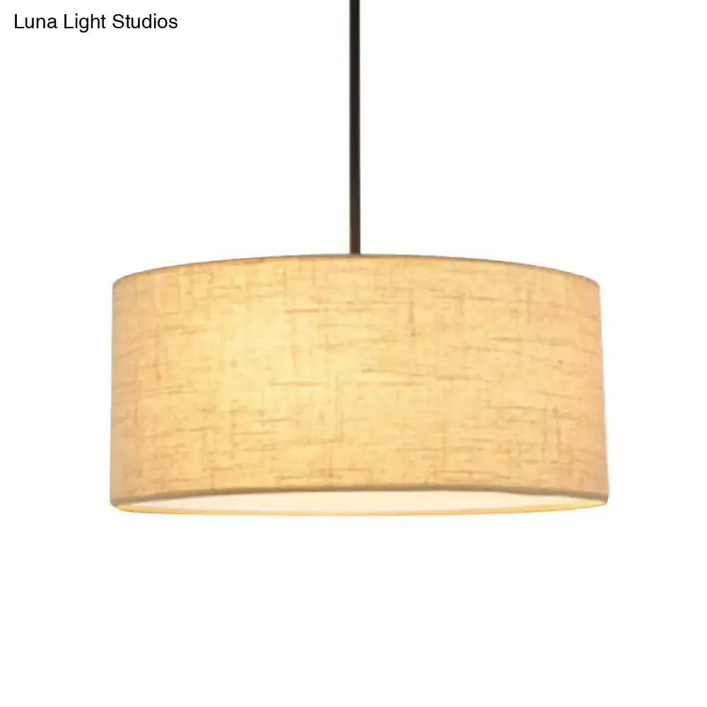 Simple Fabric Drum Ceiling Pendant Light - Light Grey/Black/Beige - 12"/16"/18" Diameter - Hanging Lamp Kit