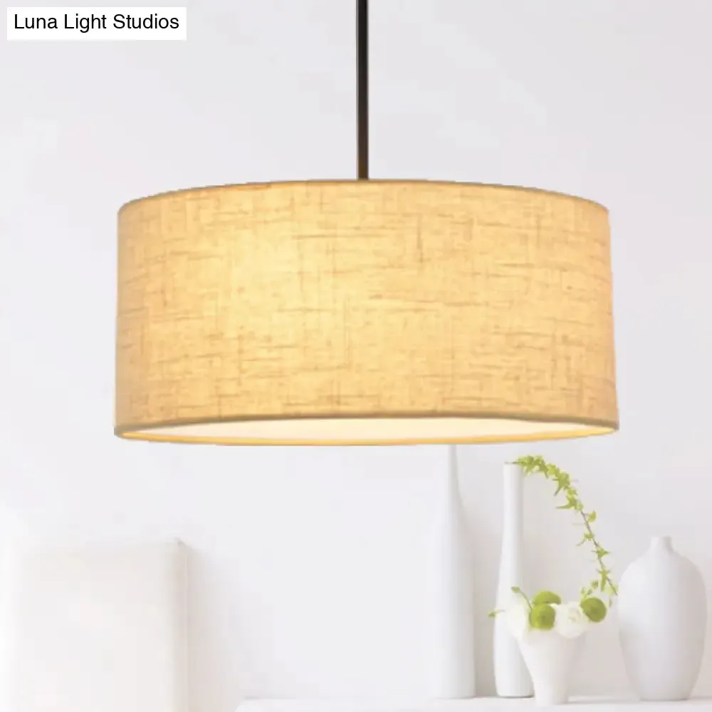 Simple Fabric Drum Ceiling Pendant Light - Light Grey/Black/Beige - 12"/16"/18" Diameter - Hanging Lamp Kit