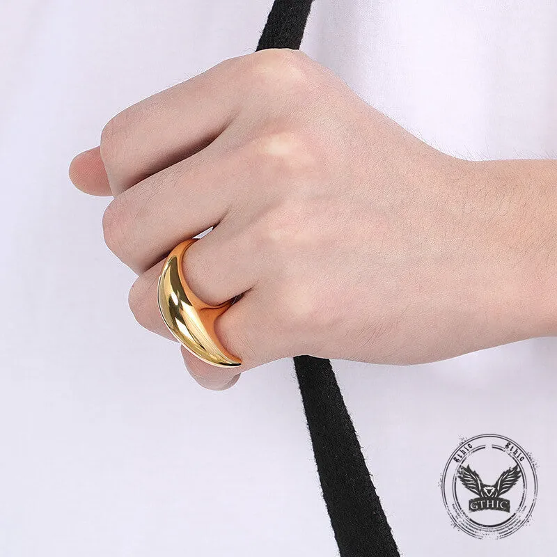 Simple Moon Shape Glossy Stainless Steel Ring