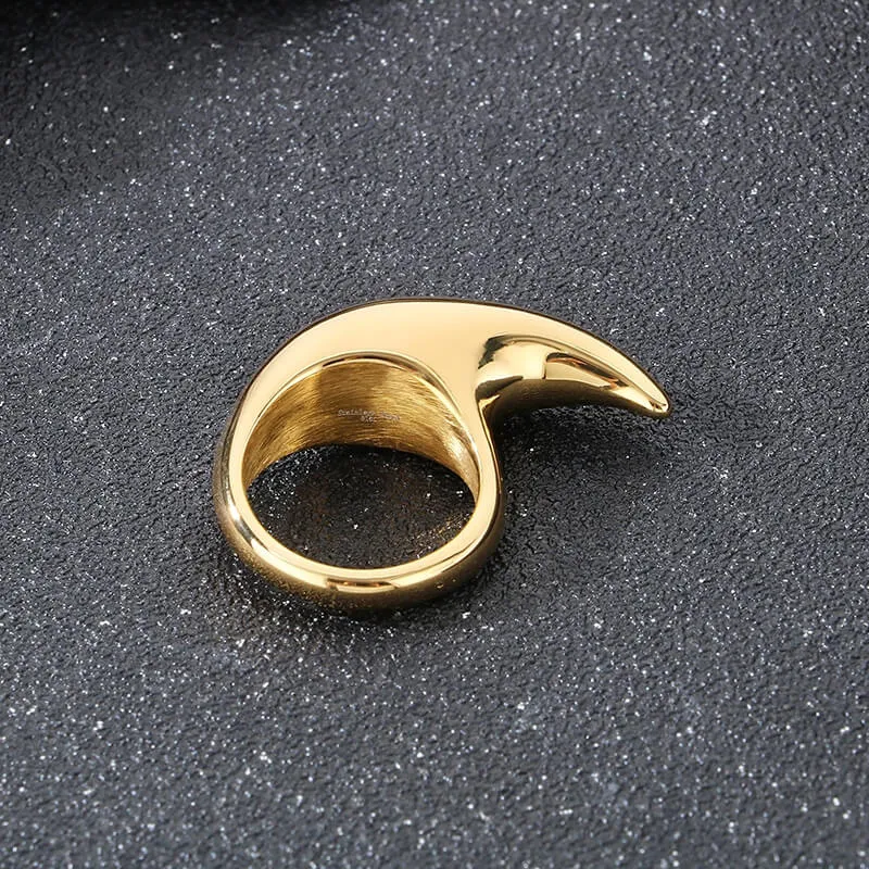 Simple Moon Shape Glossy Stainless Steel Ring