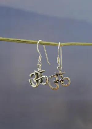 Simple Silver Om Earrings