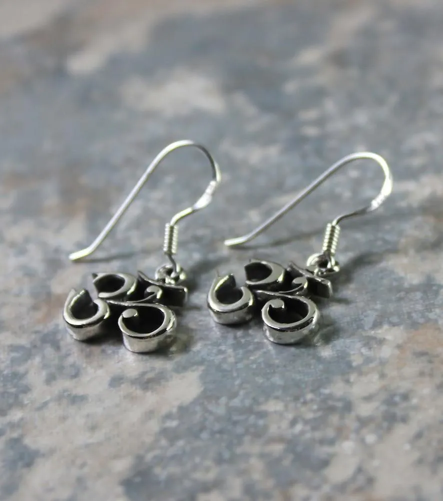 Simple Silver Om Earrings