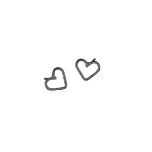 Simple Studs - Hearts (Oxidised)
