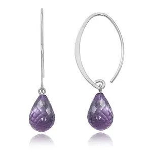 Simple Sweep Faceted Amethyst Earrings