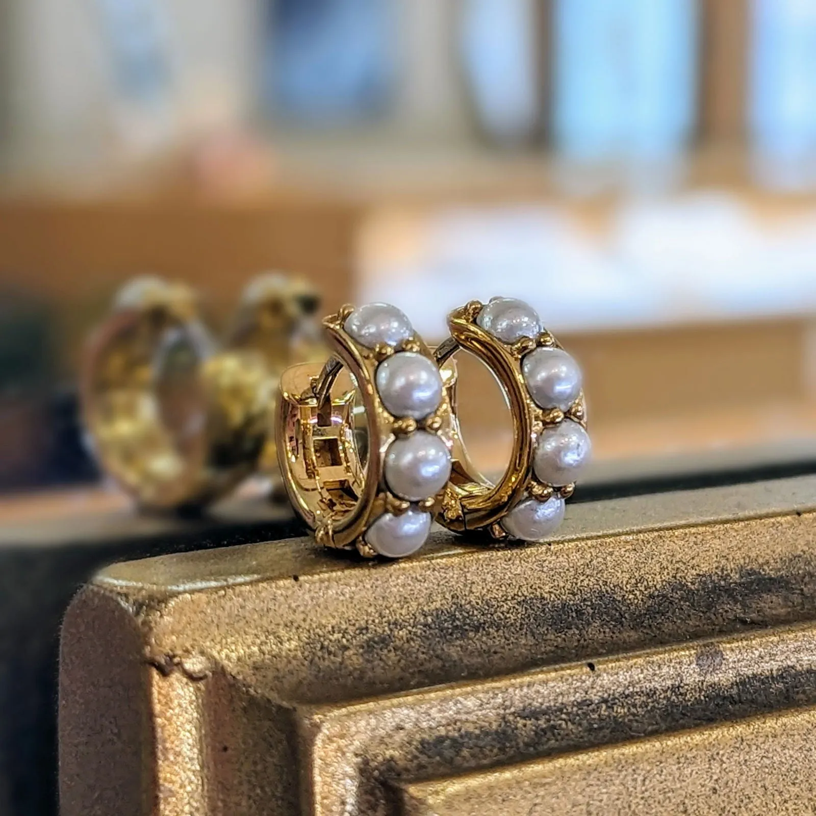 Simulated Pearl Huggies Earrings