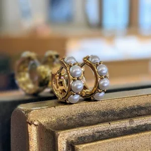 Simulated Pearl Huggies Earrings