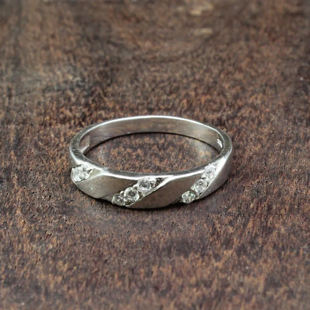 Solid Silver White CZ Men's Ring
