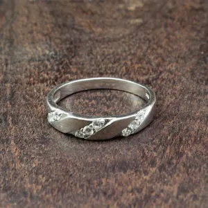 Solid Silver White CZ Men's Ring