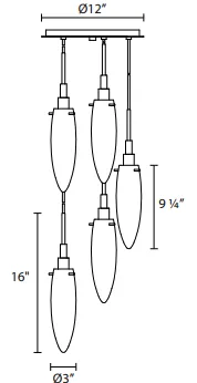 Sonneman 3551 Candela 5-lt Torpedo Pendant